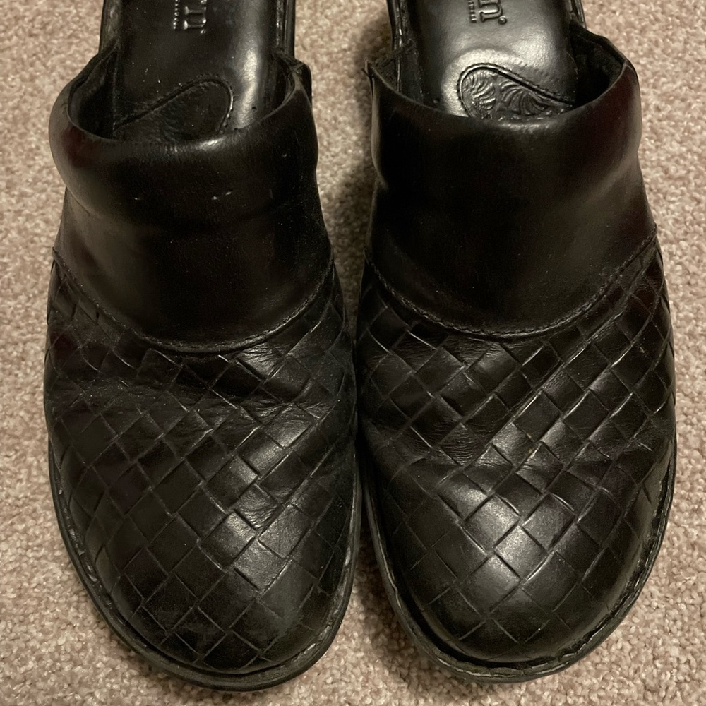 Born Black Woven Leather Mule Slides 9 - Picture 2 of 6
